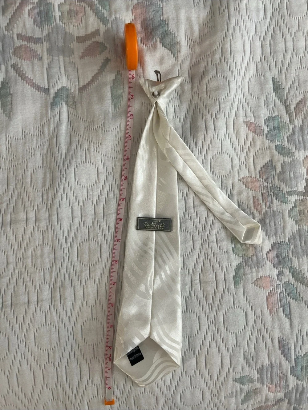 Dannicelli Boys White Satin Wavy Stripe Clip-On Tie Formal Wedding Communion 15